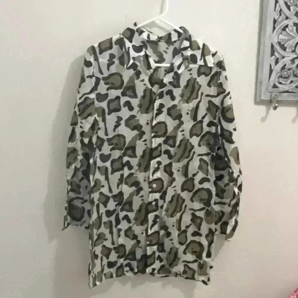 Rygy Leopard  Print Oversized Blouse O/S